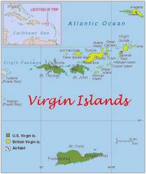 Mapa das Ilhas Virgens Americanas (USVI) e Britânicas (BVI)